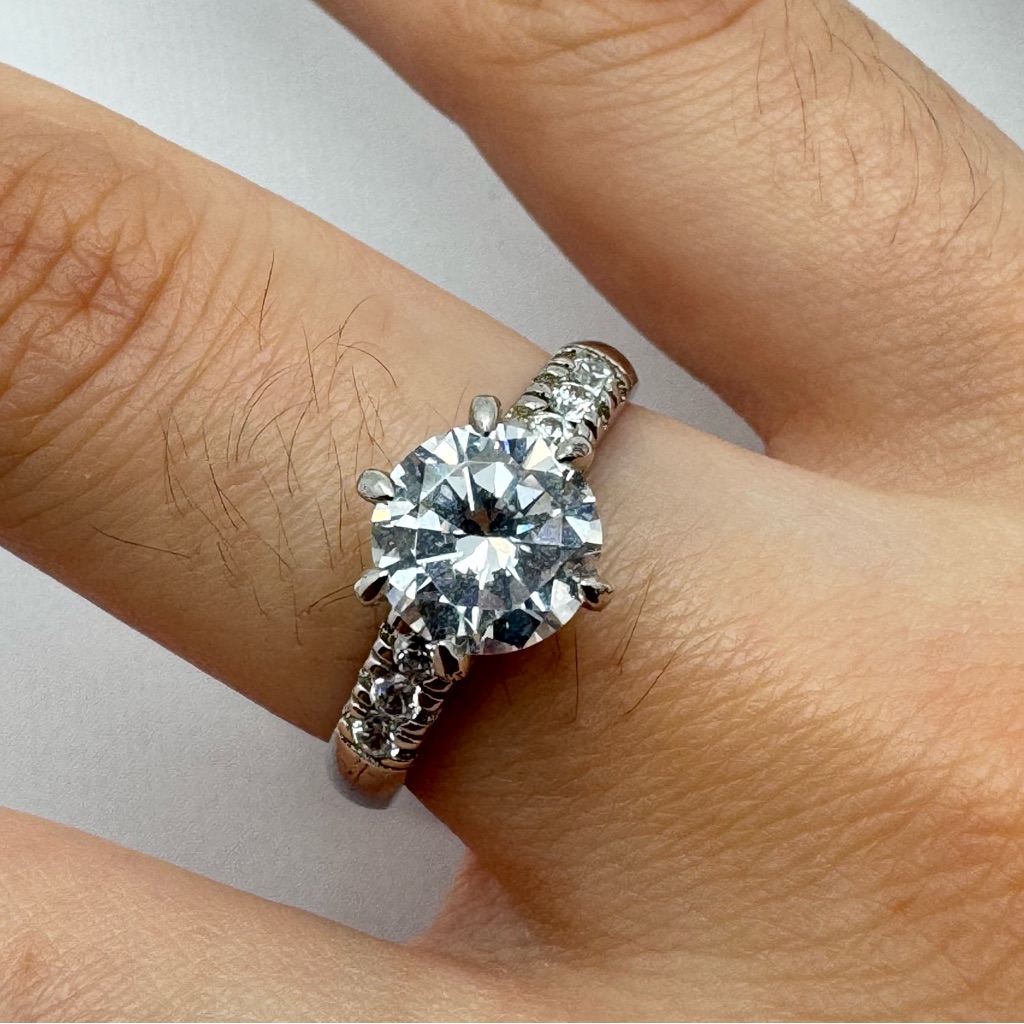 Sterling Silver Round Cz Solitaire Engagement Style Ring Size 8 New